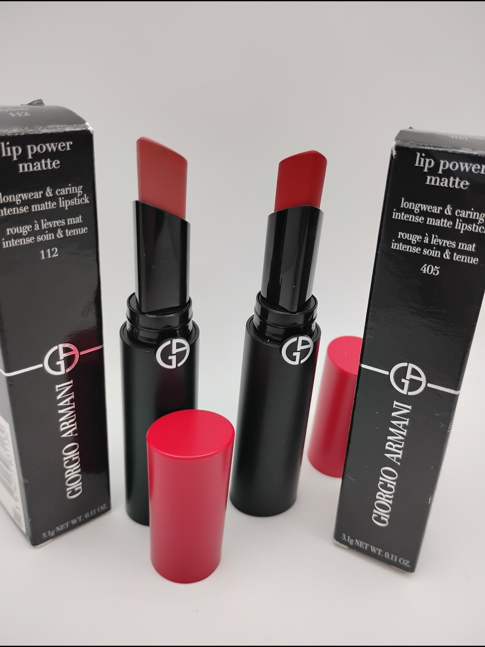 Giorgio Armani Lip Power Matte Longwear Lipstick - Shades 112&405 - Picture 1 of 4
